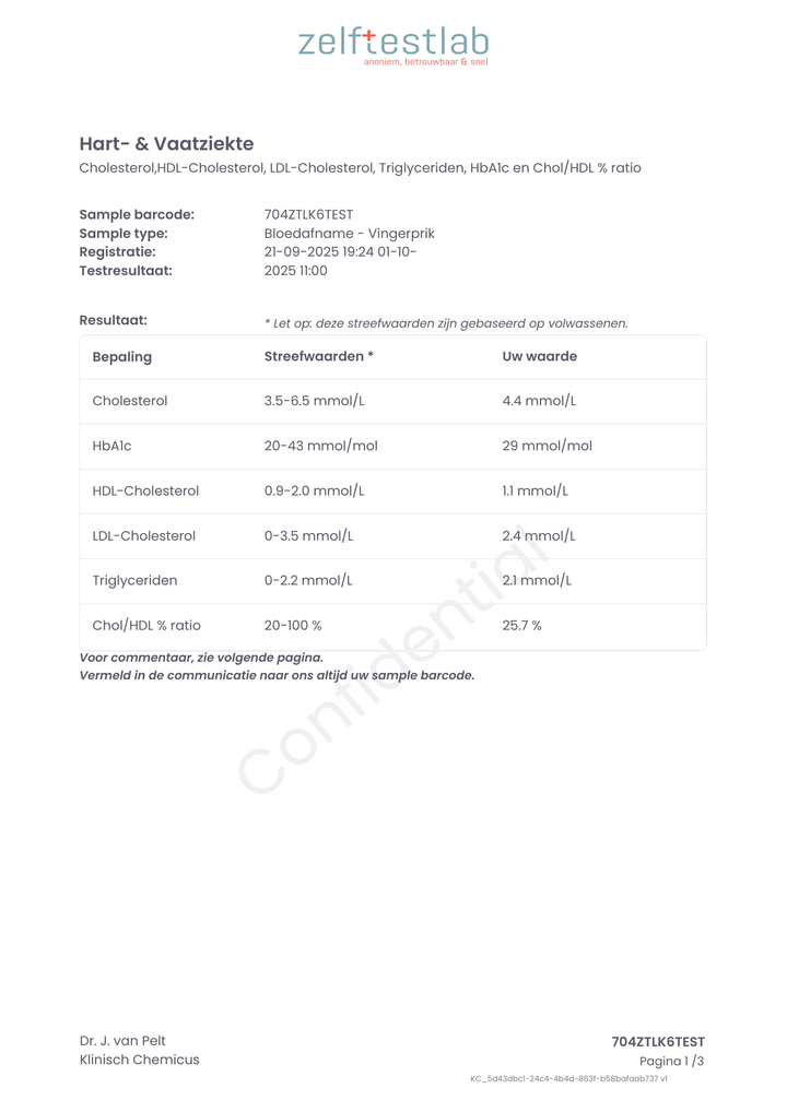 Hart vaatziekte test