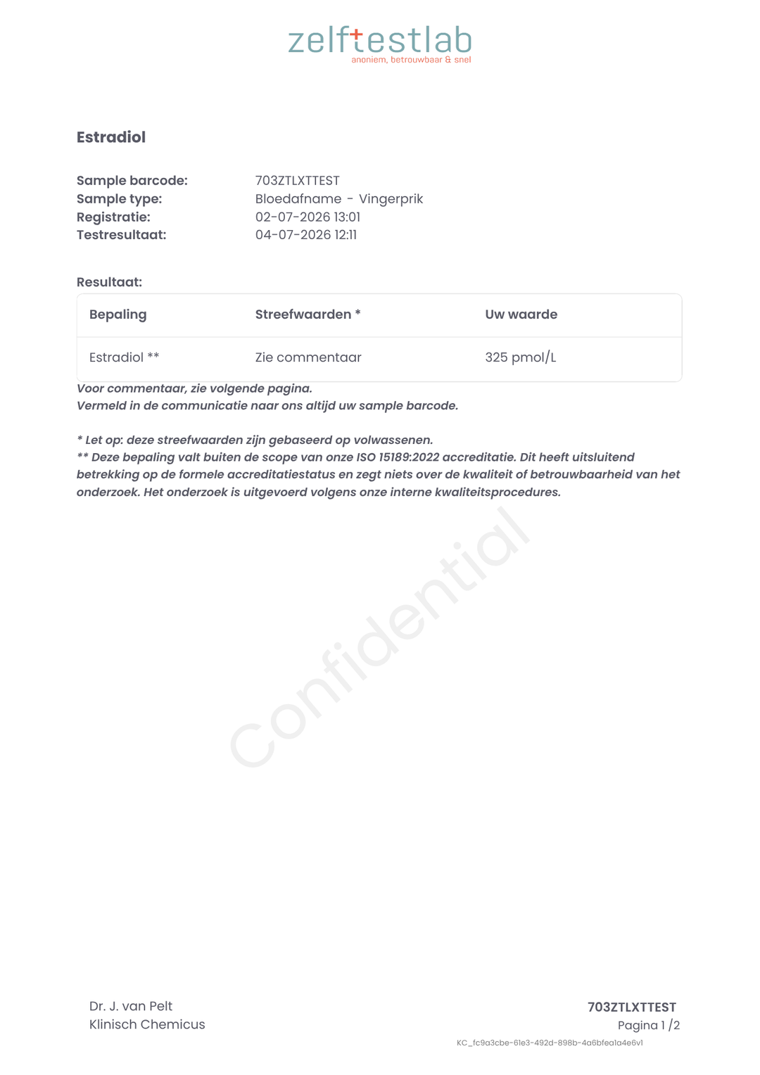 Oestradiol test