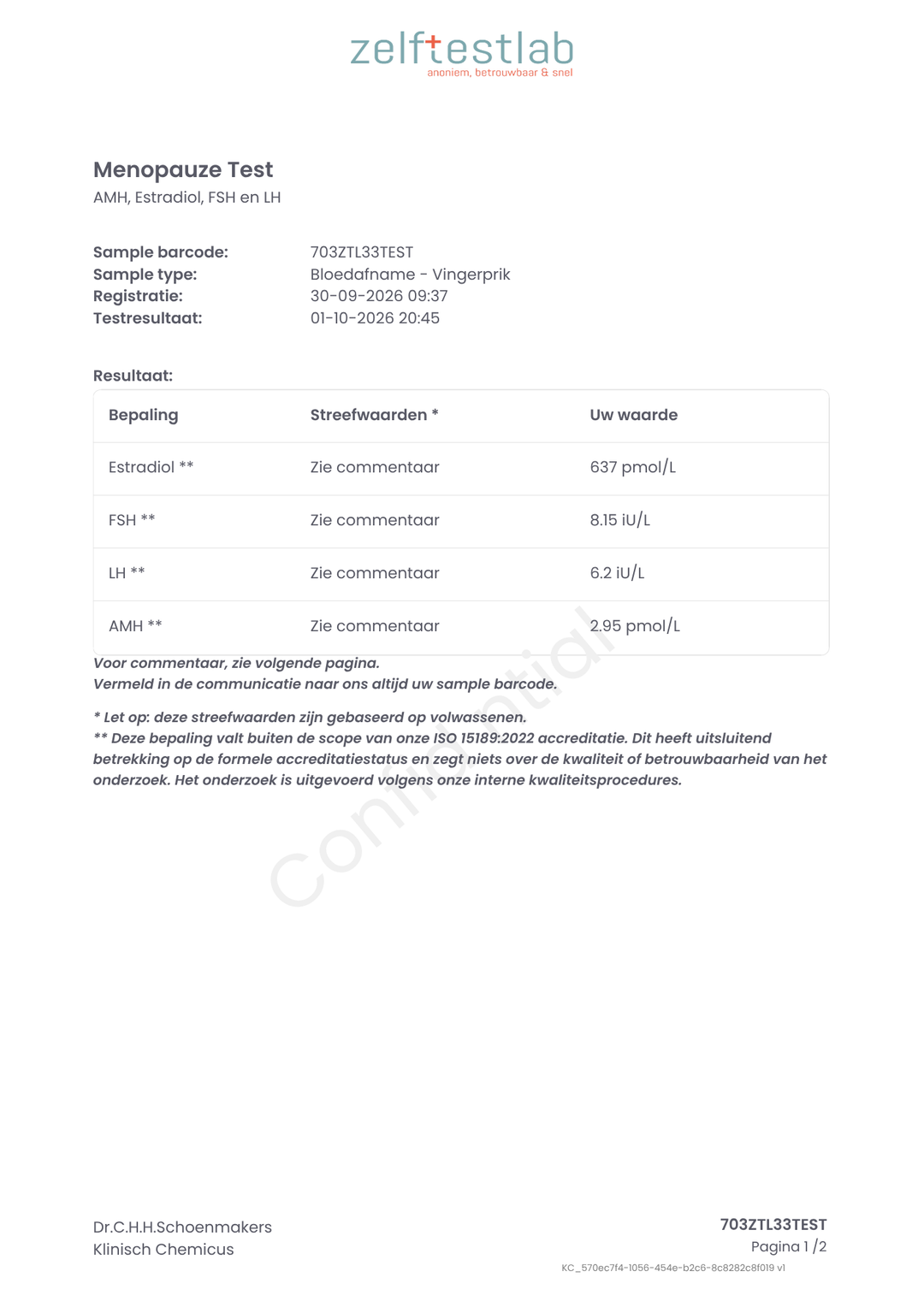 Menopauze test