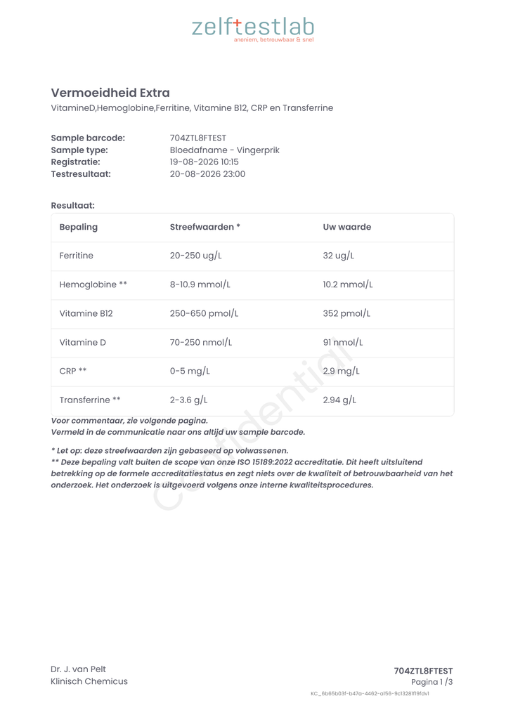 Vermoeidheid bloedtest