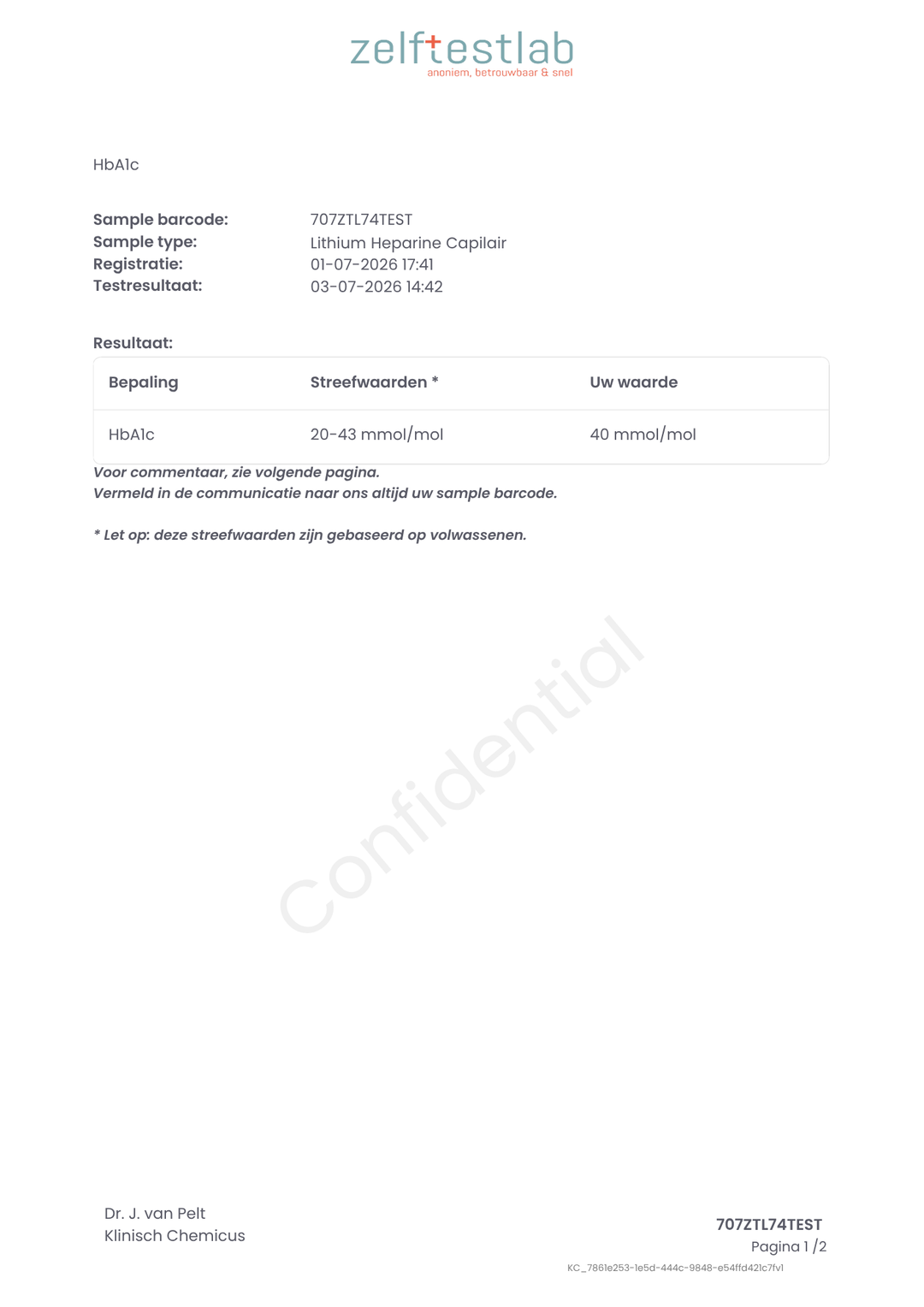 Uitslag HbA1c