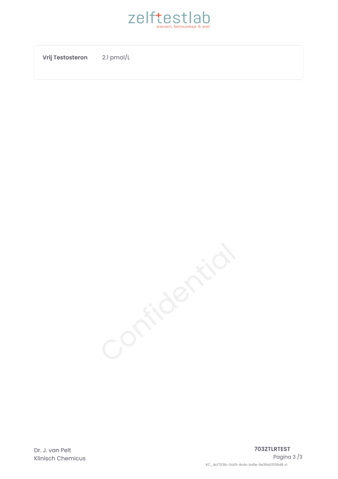 Hormoontest uitslag Zelftestlab