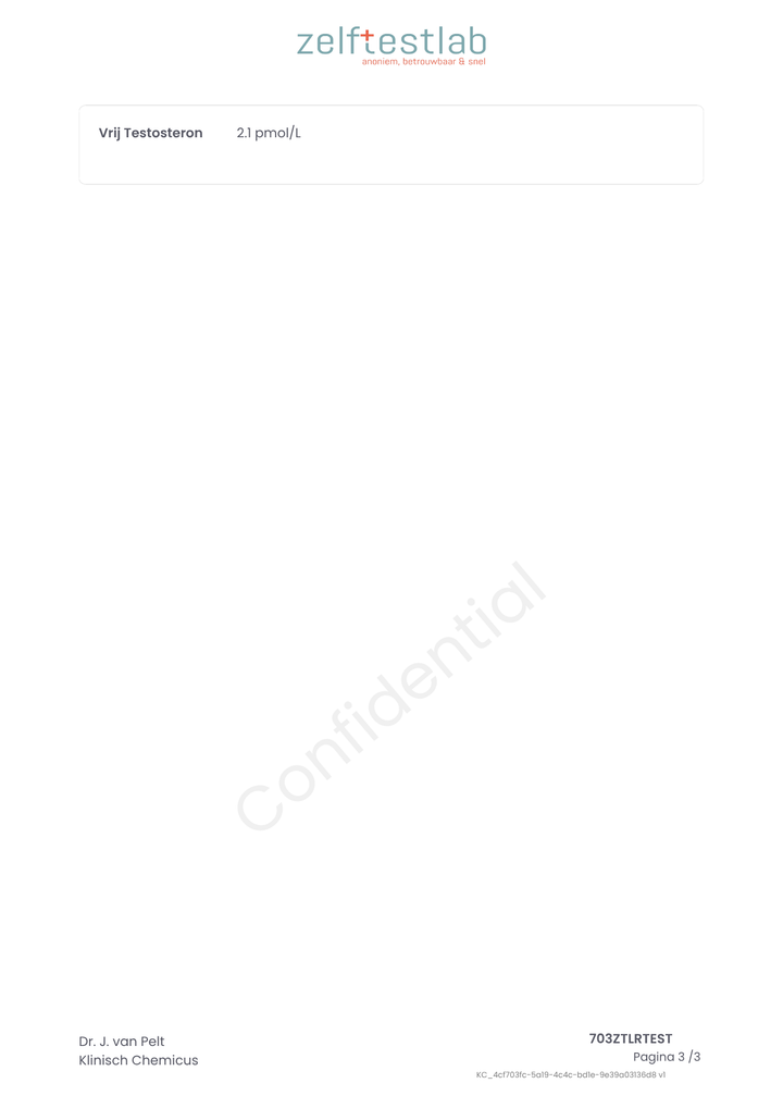 Hormoontest uitslag Zelftestlab
