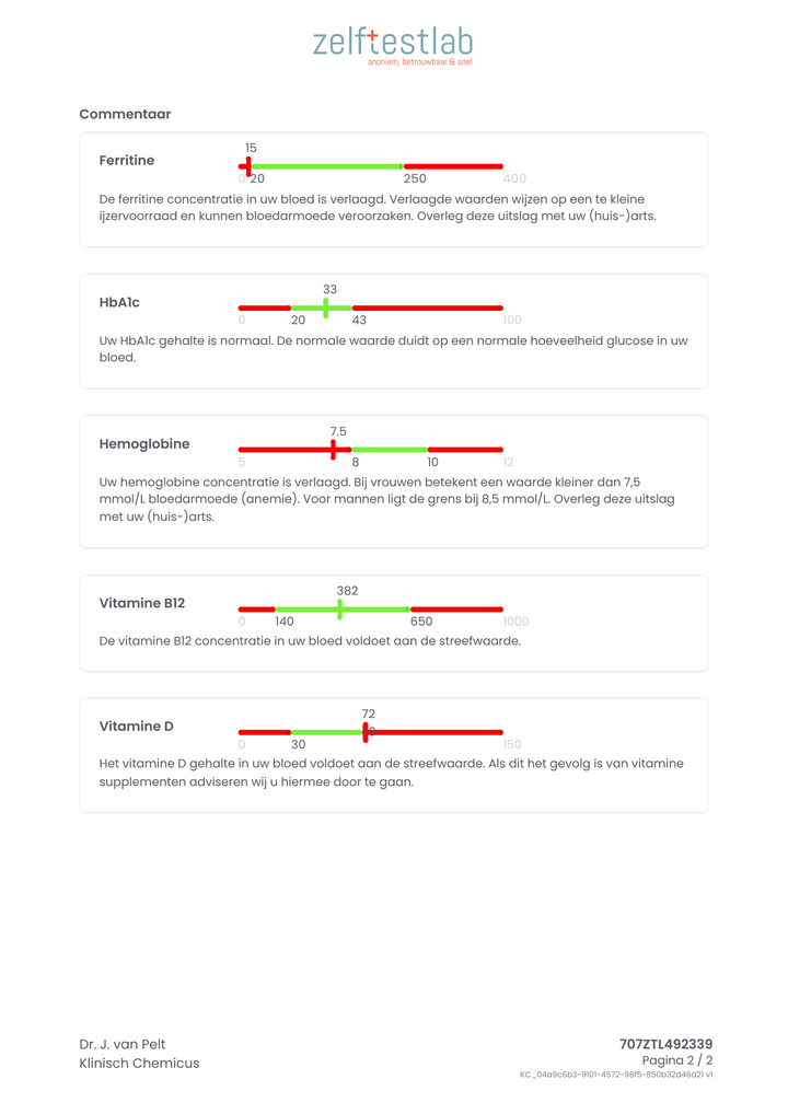 Bloedarmoede- vitamine en diabes test 